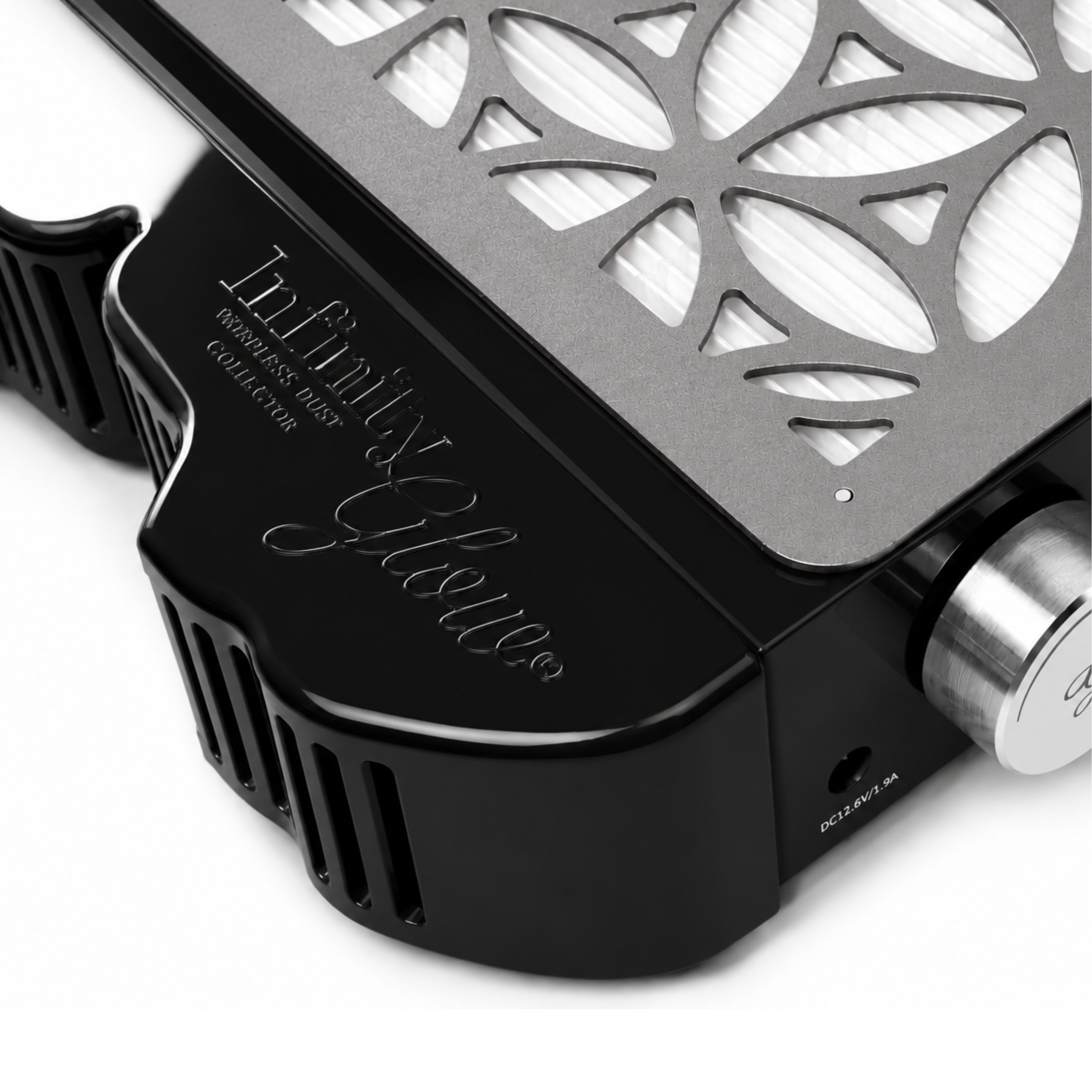 Black: Infinity Glow Nail Dust Collector IGDC-01 in black, ultra-flat cordless nail dust extractor- machine