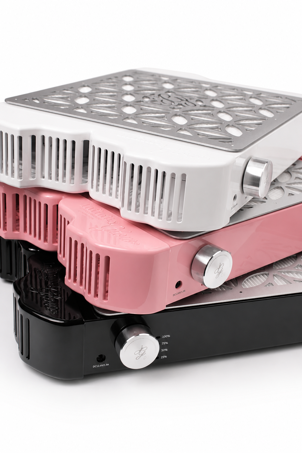 Infinity Glow Nail Dust Collector IGDC-01 in white, black and pink, complete colour range