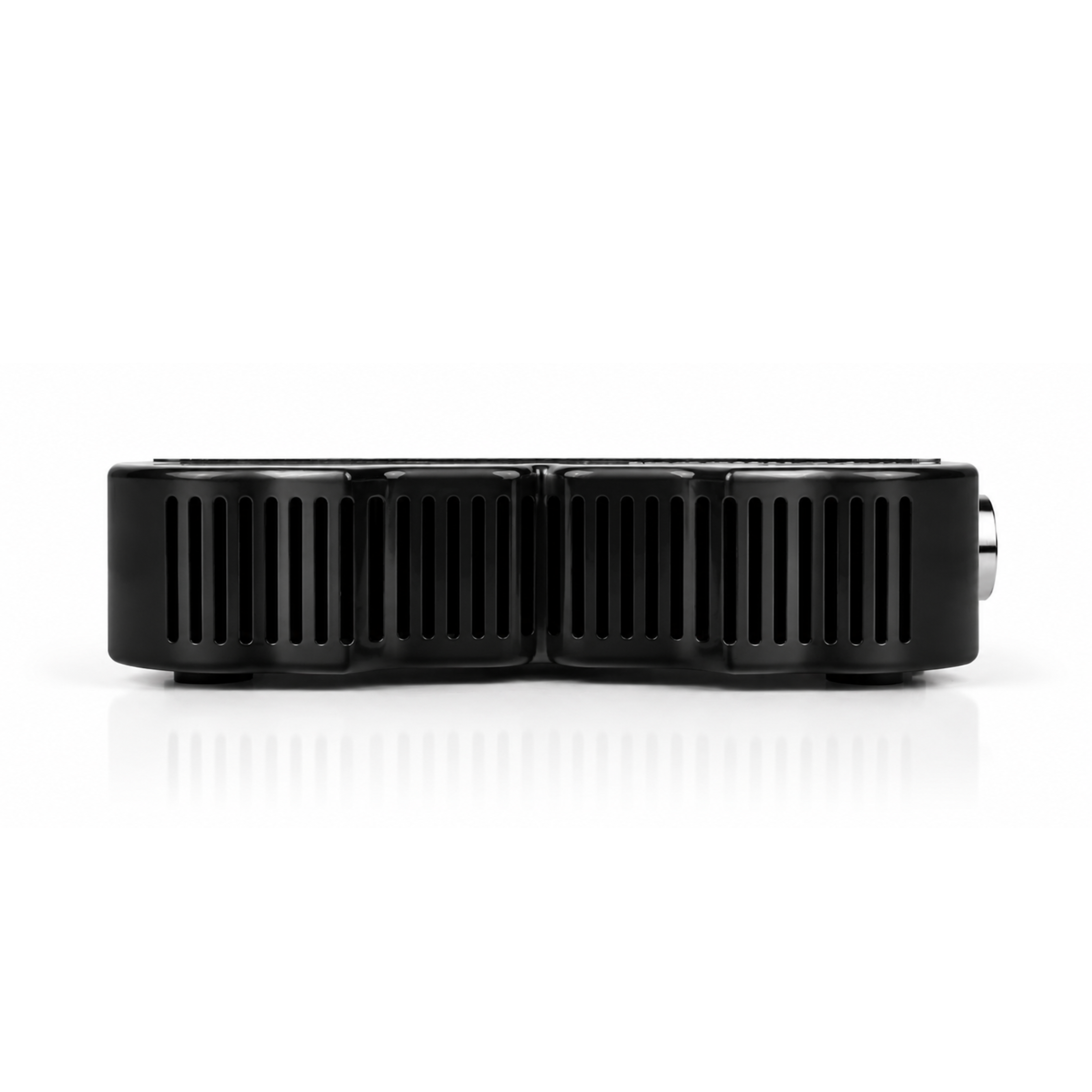 Black: Infinity Glow Nail Dust Collector IGDC-01 in black, ultra-flat cordless nail dust extractor-side
