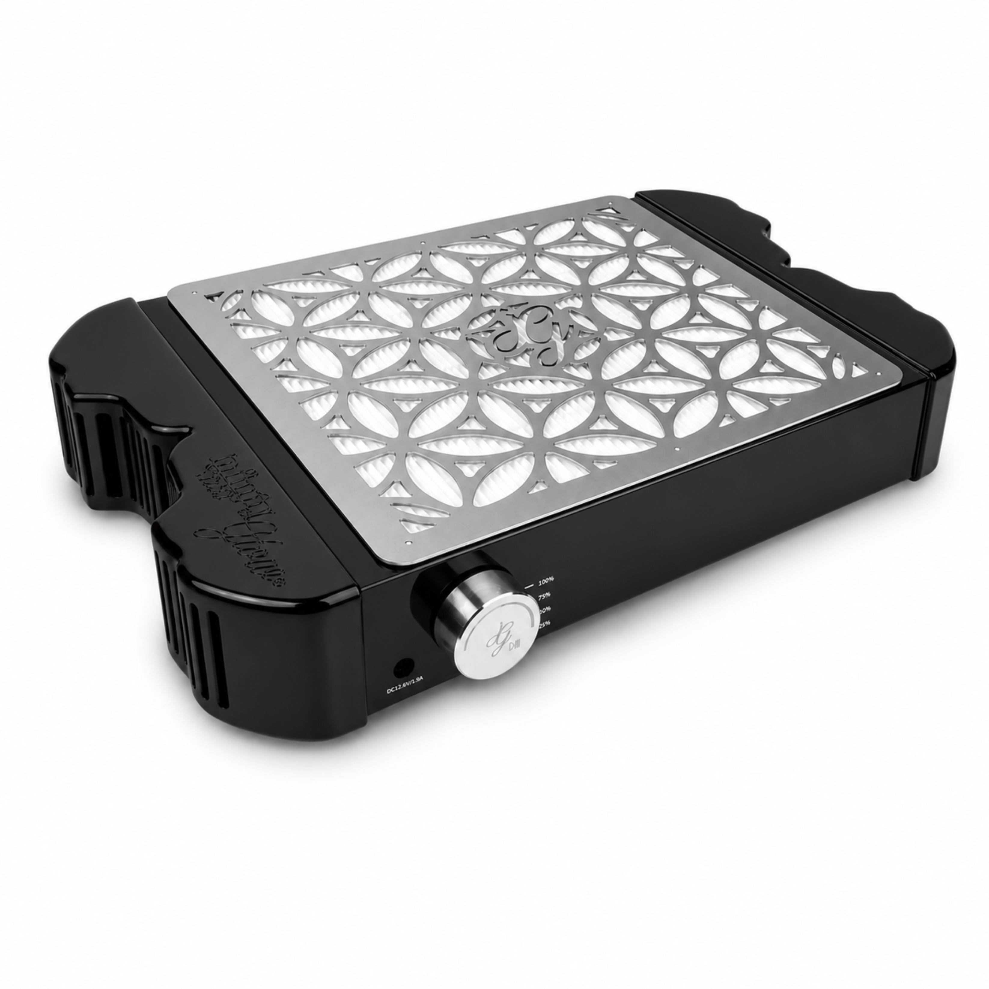 Black: Infinity Glow Nail Dust Collector IGDC-01 in black, ultra-flat cordless nail dust extractor-full machine