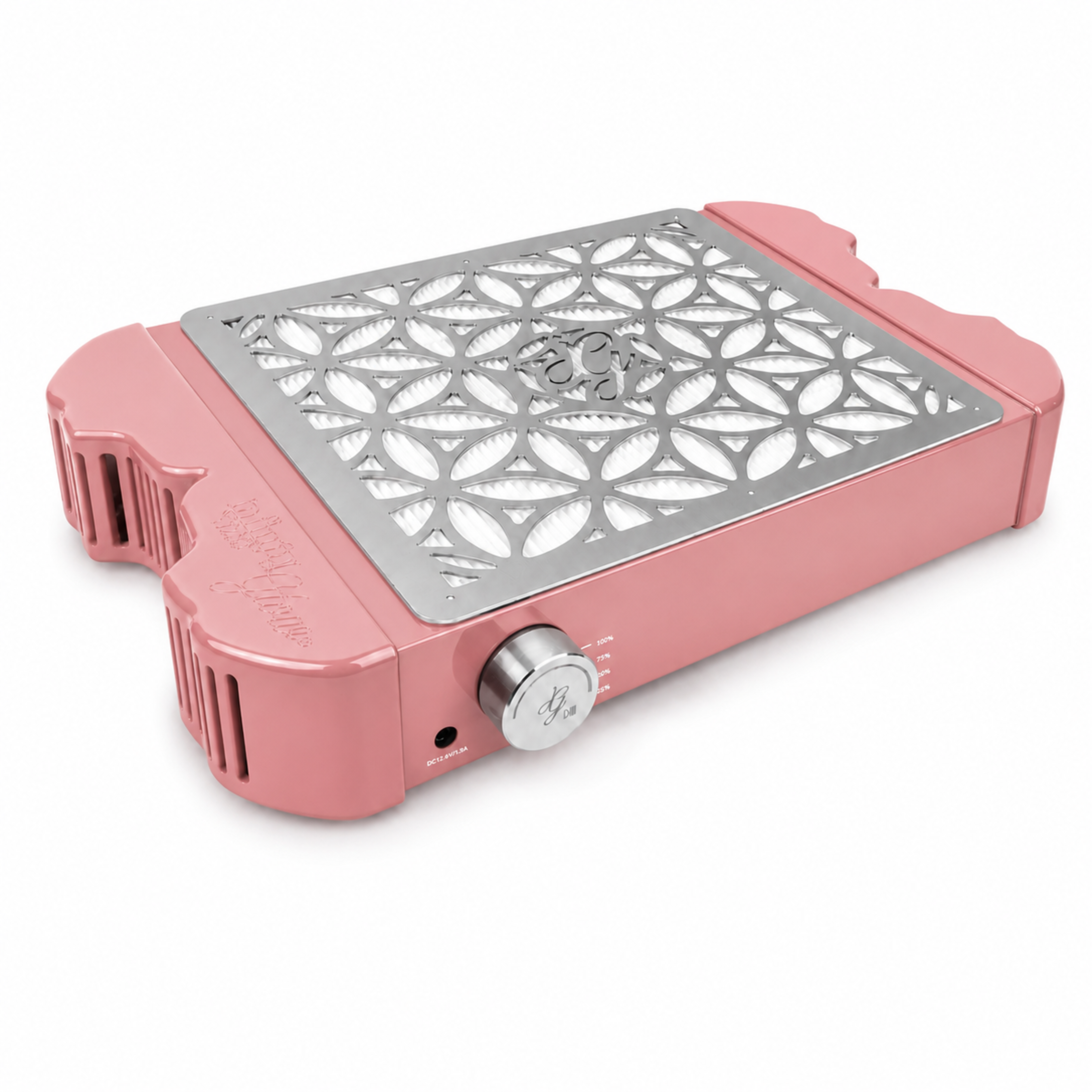 Pink: Infinity Glow Nail Dust Collector IGDC-01 in pink, ultra-flat cordless nail dust extractor-full machine